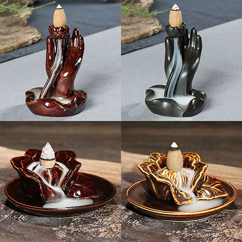 Classic Chinese Style Ceramic Incense Burner Holder Ornament Buddhist Censer
