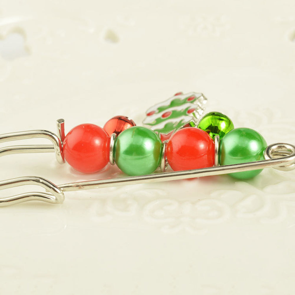 Handcraft Gift Santa Claus Christmas Tree Pattern Small Bell  Cute Brooch Pin