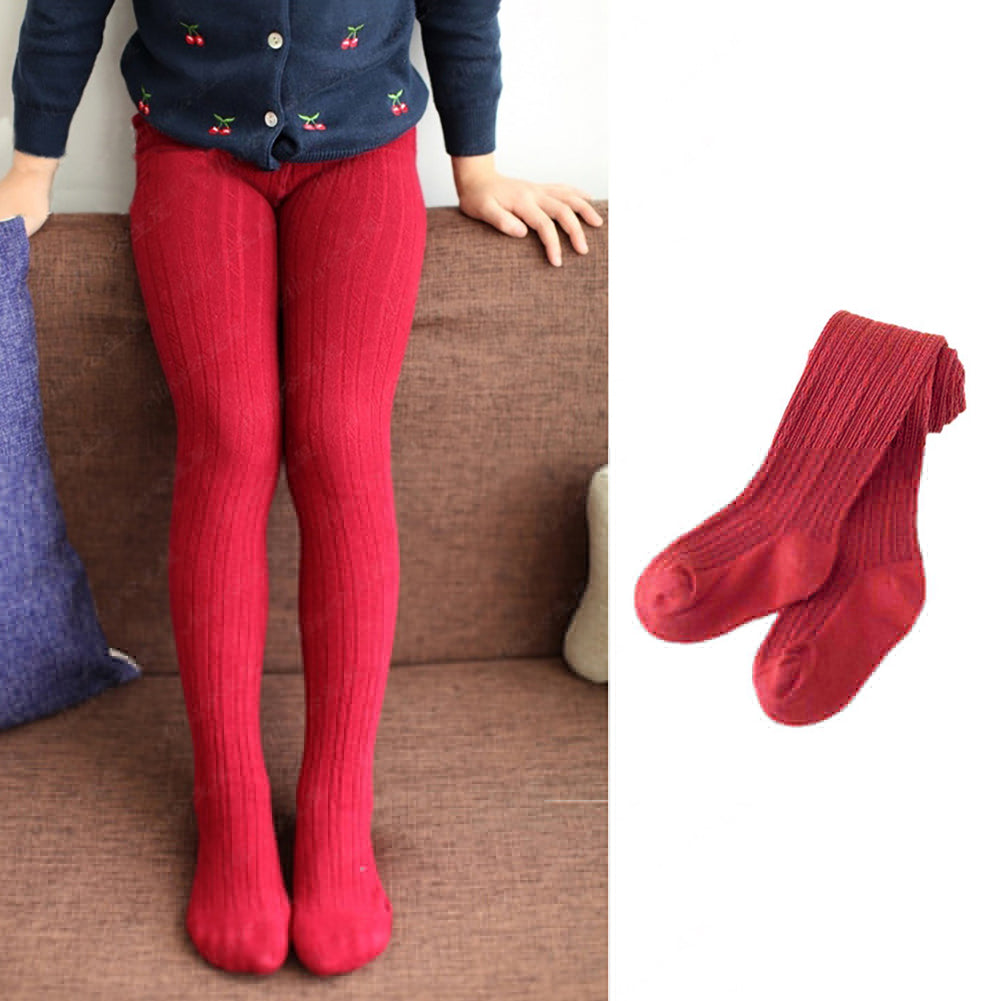Kids Girls Solid Color Warm Cotton Pantyhose Dance Long Socks Stockings Leggings