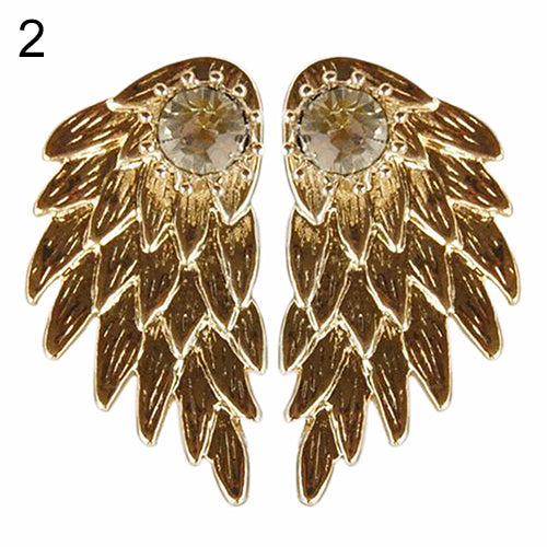 Women's Angel Wings Rhinestone Inlaid Alloy Ear Studs Party Jewelry Earrings