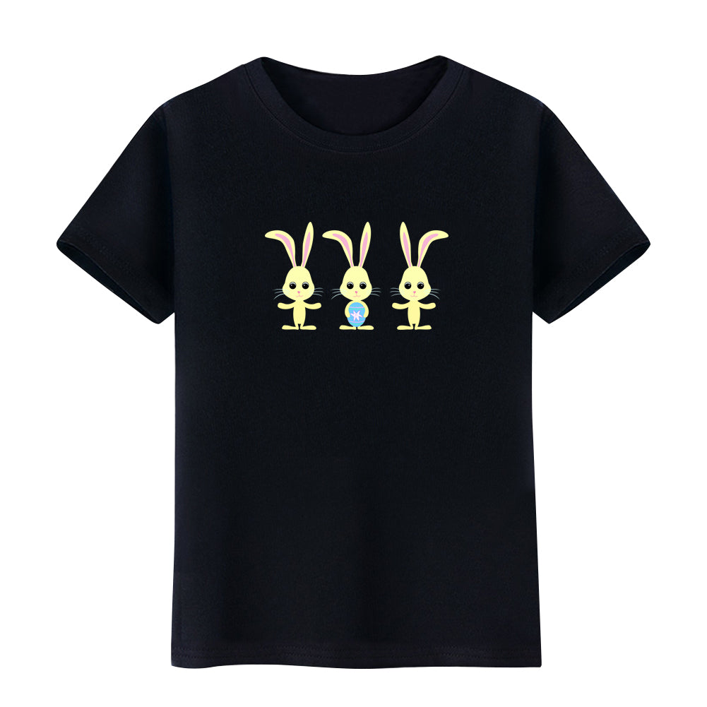Cute Rabbit T-shirt Short Sleeve Crew Neck Cotton Summer Soft Casual Top Tee