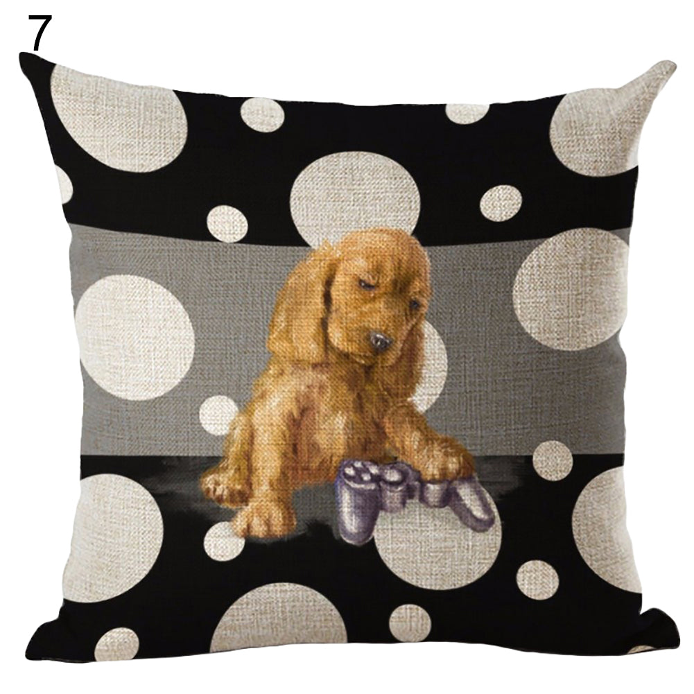 Cat Dog Pattern Linen Throw Pillow Case Sofa Bed Home Car Decor Cushion Cover