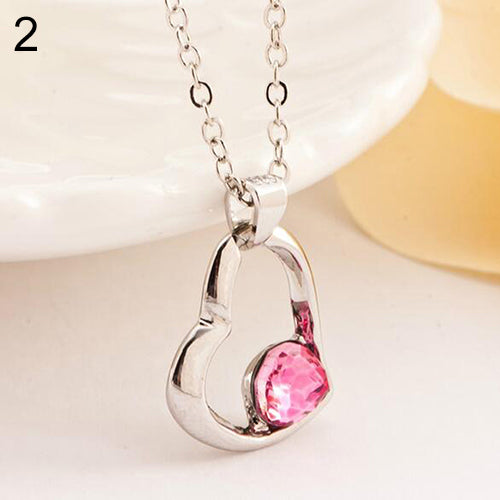 Women's Love Heart Crystal Pendant Chain Collar Bib Choker Party Gift Necklace