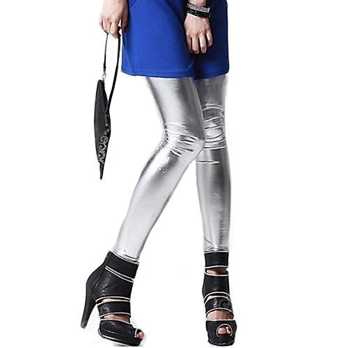 Women's Girls' Metallic Shiny Sparkle Stretch Tights Nightclub Leggings Pants