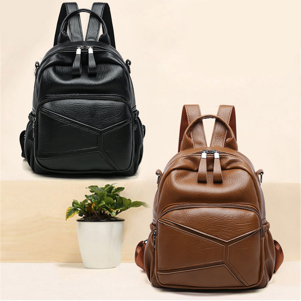 Retro Women Faux Leather Multi-function Backpack Travel Bag with Shoulder Strap