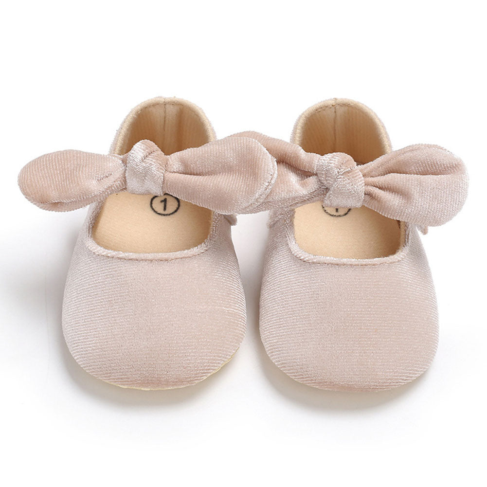 Cute Baby Girls Princess Bowknot Solid Color Soft Sole Shoes Prewalker Footwear