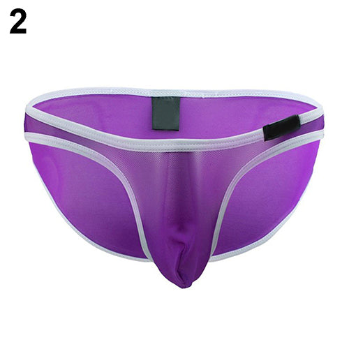 Men's Sexy Mesh Bulge Pouch Pants Bikini Briefs Underwear Low Rise Boxers