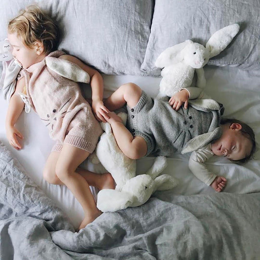 Lovely Rabbit Ears Design Sleeveless Infant Baby Knitting Romper Cotton Jumpsuit