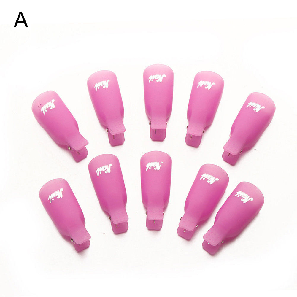 10Pcs Plastic Nail Soak Off UV Gel Art Polish Remover Wrap Gelish Clip Caps