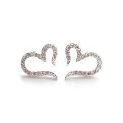 Women's Fashion Open Heart Crystal Rhinestone Ear Stud Earrings Piercing Jewelry