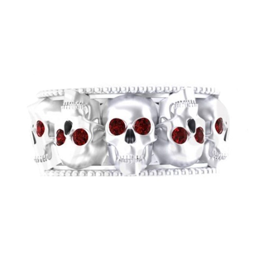 Party Club Luxury Round Cut Rhinestone Punk Skull Ring Women Finger Jewelry