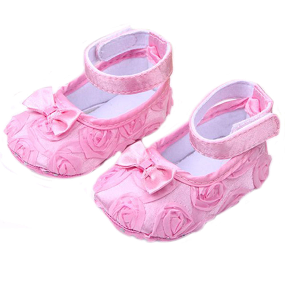 Baby Girls' Sweet Bow Comfortable Anti-Slip Princess Toddler Crib Shoes 0-18M