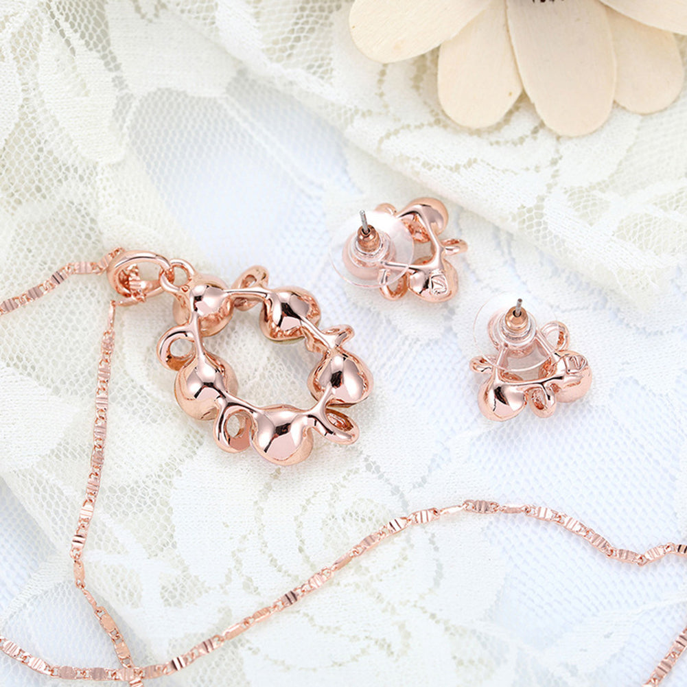 Fashion Multicolor Rhinestone Beads Circle Women Necklace Earrings Jewelry Set