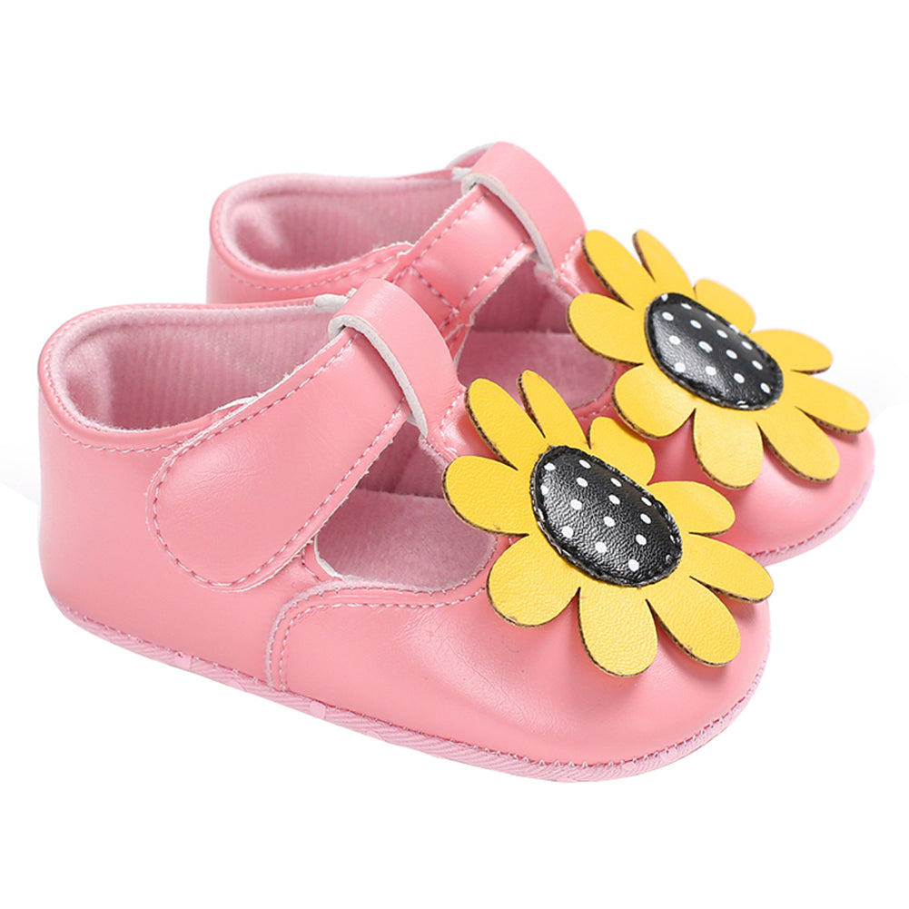 Toddler Baby Girl Flower Faux Leather Prewalker Soft Sole Fashion Princess Shoes