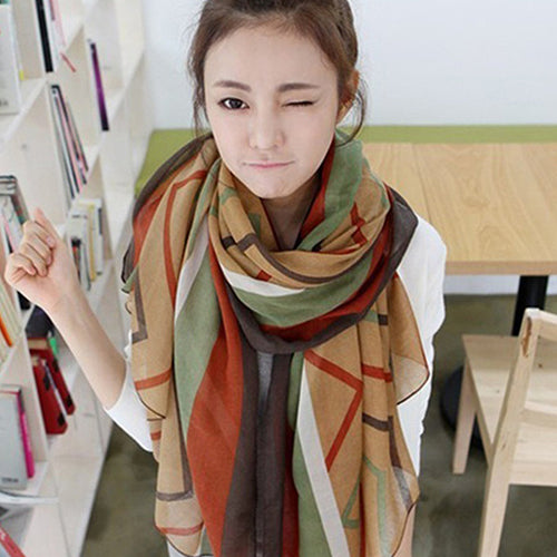 Women Fashion Polyline Voile Winter Autumn Warm Soft Casual Wrap Long Scarf
