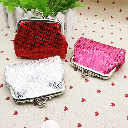 Fashion Women Sequins Buckle Mini Change Coin Purse Clutch Handy Wallet Bag