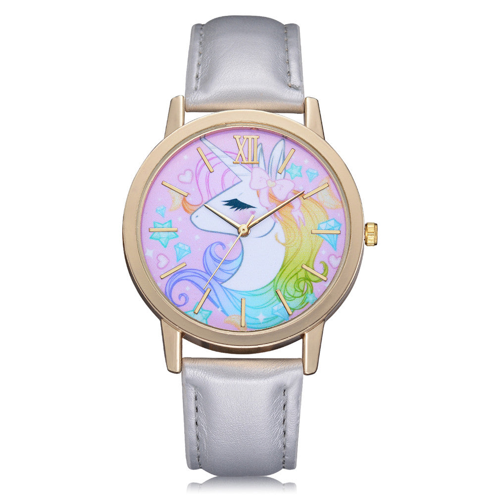 Local Store Fashion Cute Animal Kids Girls Leather Band Analog Alloy Quartz Watch