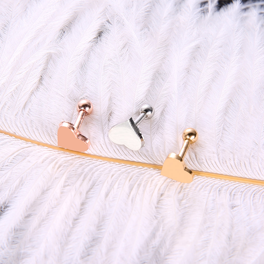 Simple Heart Alloy Ear Cartilage Tragus Piercing Stud Earrings Women Jewelry