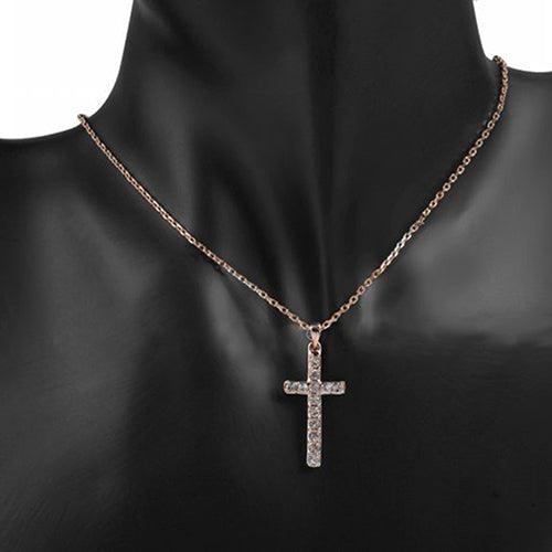 Women Men Rhinestone Choker Jesus Christ Cross Pendnat Necklace Fashion Jewelry