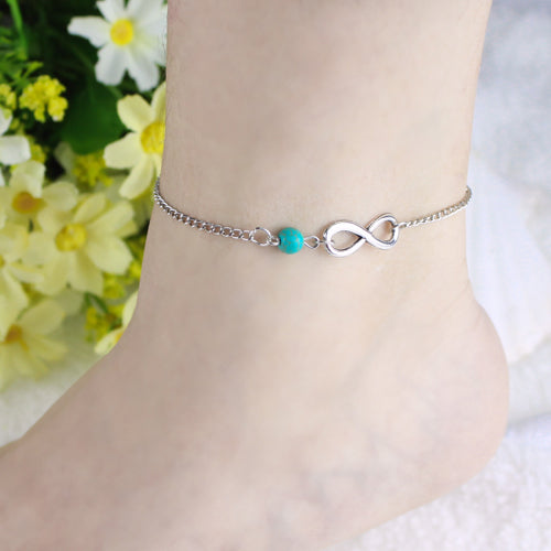 Bohemian Bead Infinity Charm Chain Anklet Bracelet Beach Sandal Barefoot Jewelry