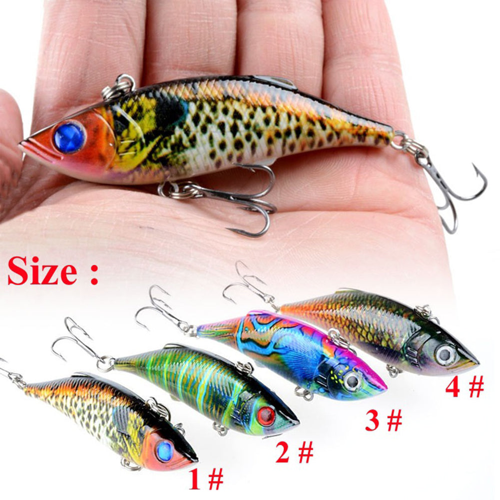 Colorful Painted Bionic Fish Shape 3D Eyes Fishing Hard Lure Bait Hooks Tool