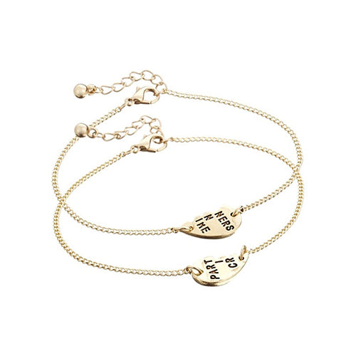 2Pcs Women's Break Heart Chain Partners Best Friend Sisters Bracelets Gift