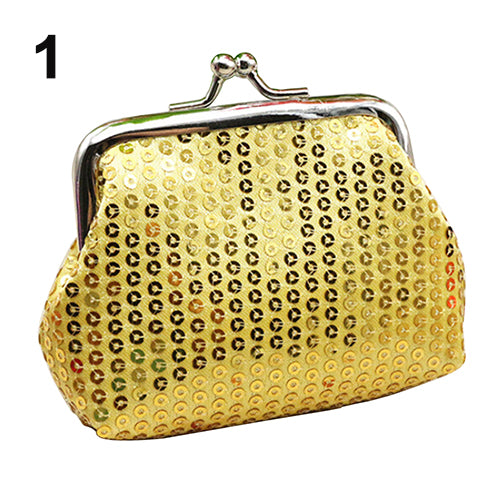 Fashion Women Sequins Buckle Mini Change Coin Purse Clutch Handy Wallet Bag