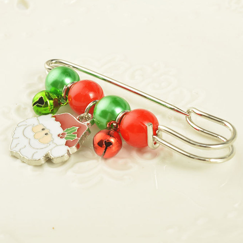 Handcraft Gift Santa Claus Christmas Tree Pattern Small Bell  Cute Brooch Pin