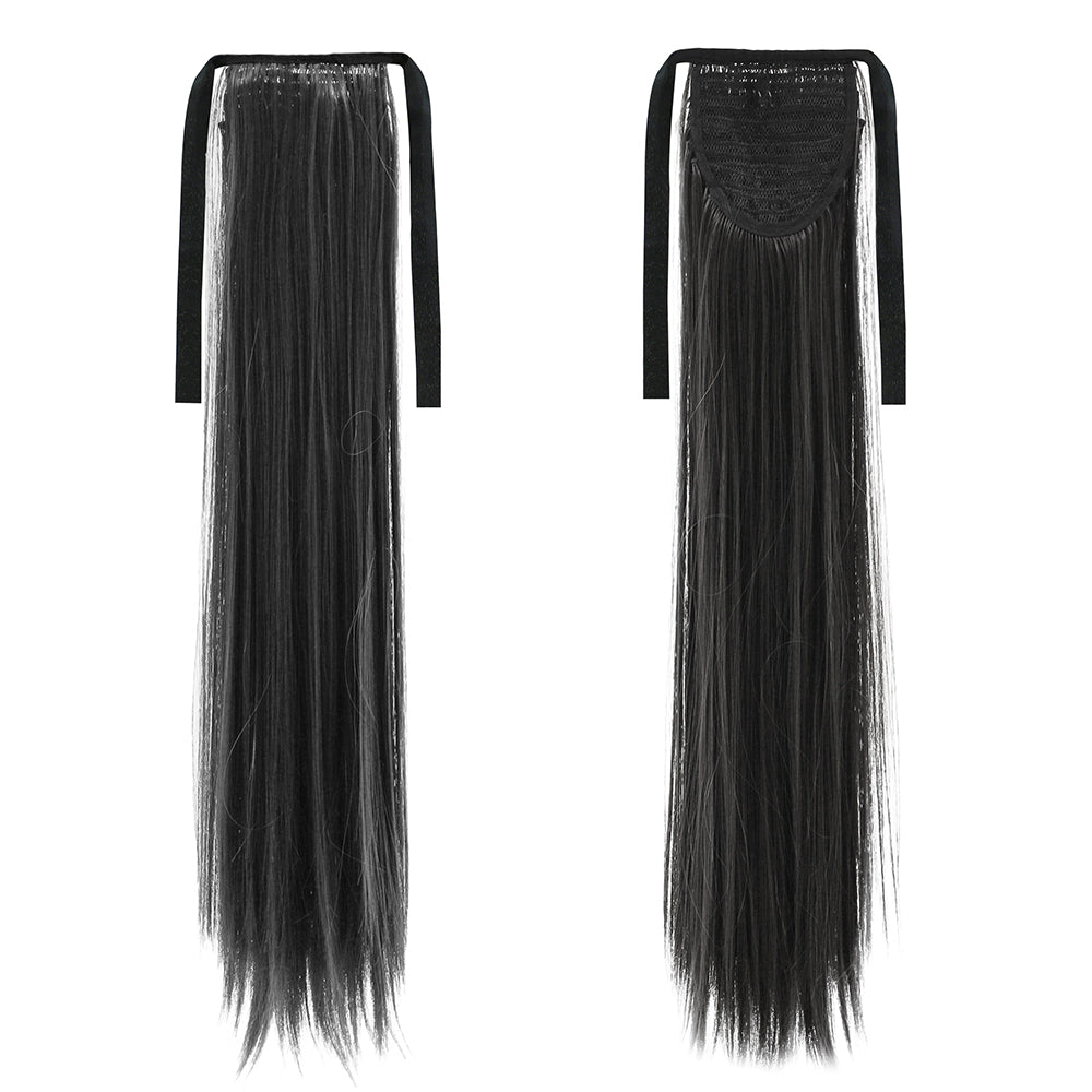 Long Straight Curly Ponytail Hair Extension Wrap Around Ribbon Clip-in Hairpiece