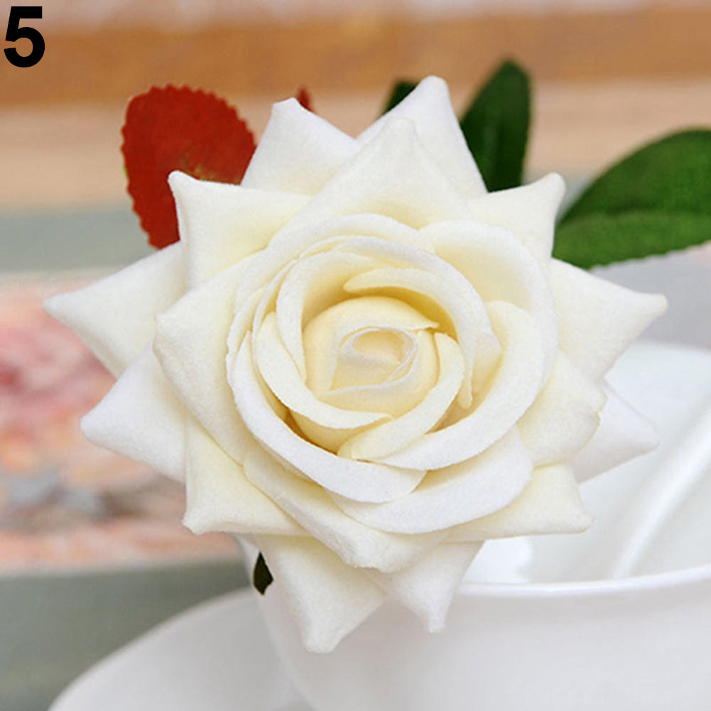 1 Pc Beautiful Artificial Fake Rose Flower with Leaf Wedding Party Home Decor