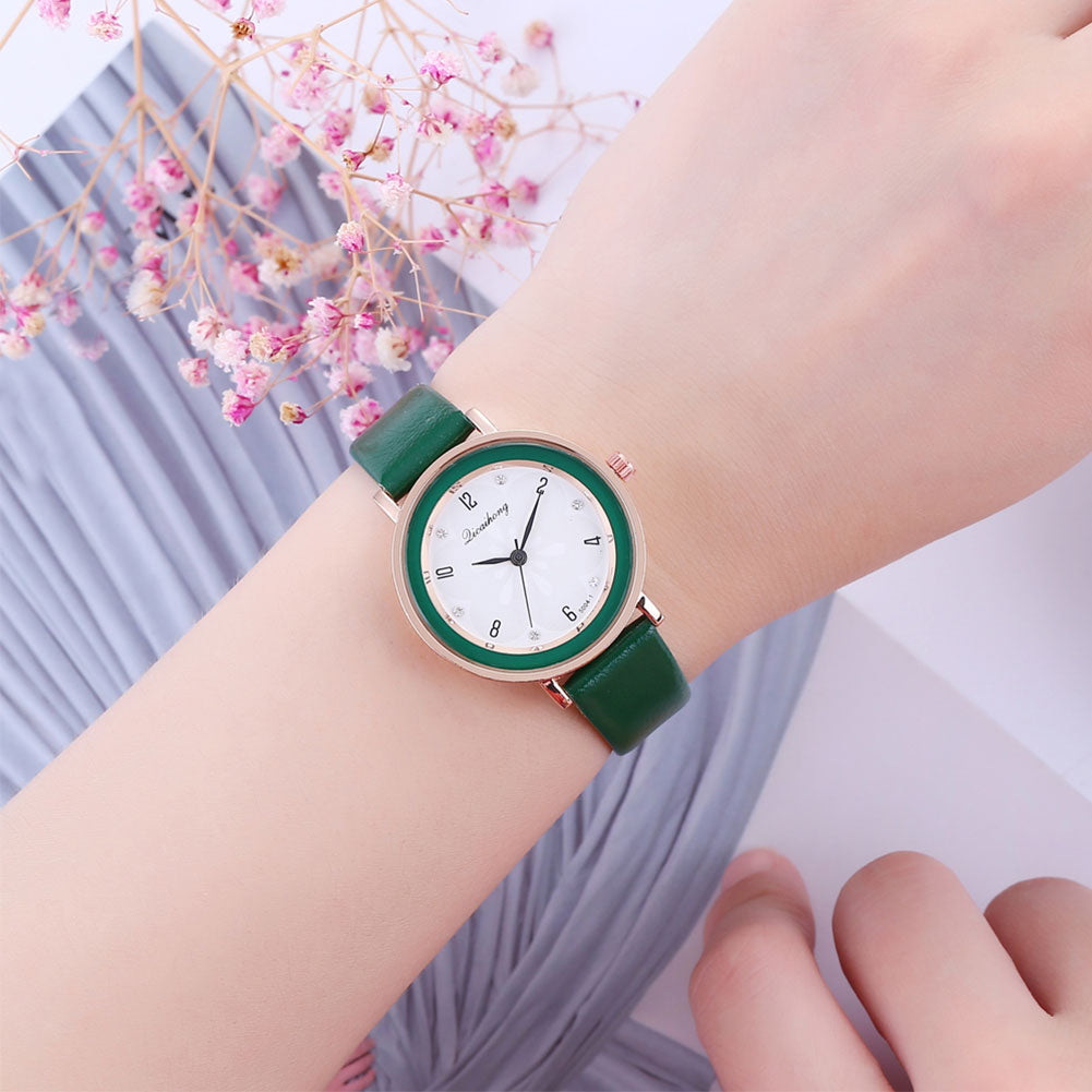 Women Fashion Rhinestone Inlaid Quartz Arabic Numbers Shopping Date Wrist Watch