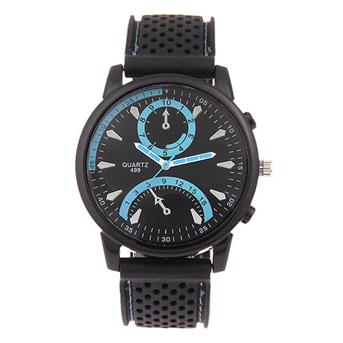 Men's Fashion Black Silicone Band Metal Case Analog Quartz Sports Wrist Watch