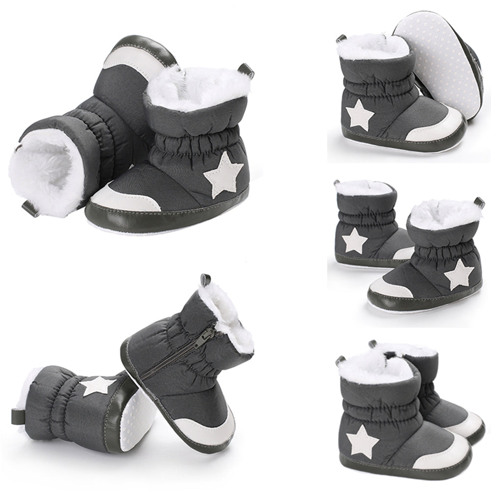 Simple Star Pattern Baby Boys Girls Casual Anti-Slip Winter Boots Thicken Shoes