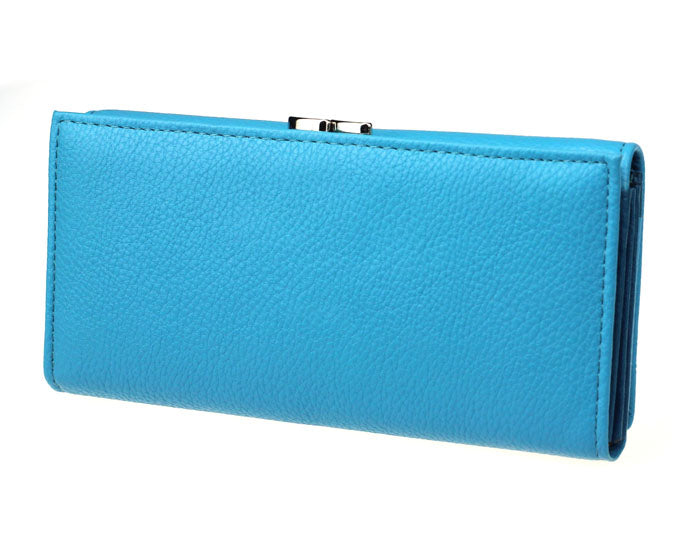 Fashion Lady Women Classic Purse Clutch Wallet Bags PU Handbag Blue