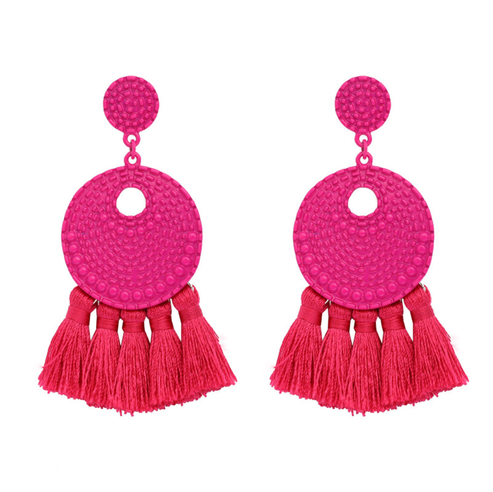 Vintage Round Tassel Earrings Club Party Accessory Women Jewelry Birthday Gift