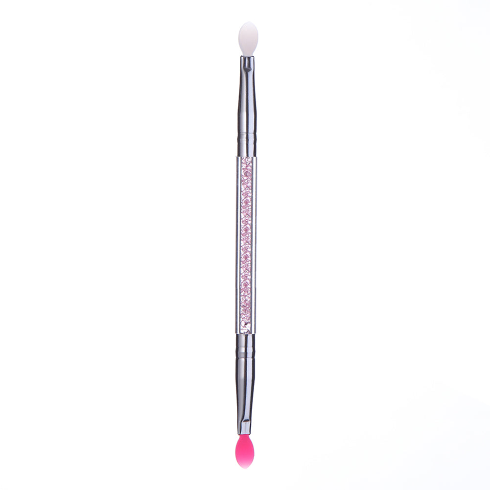 Double Ended Silicone Head Rhinestone Eyeshadow Eyebrow Lip Makeup Brush Tool