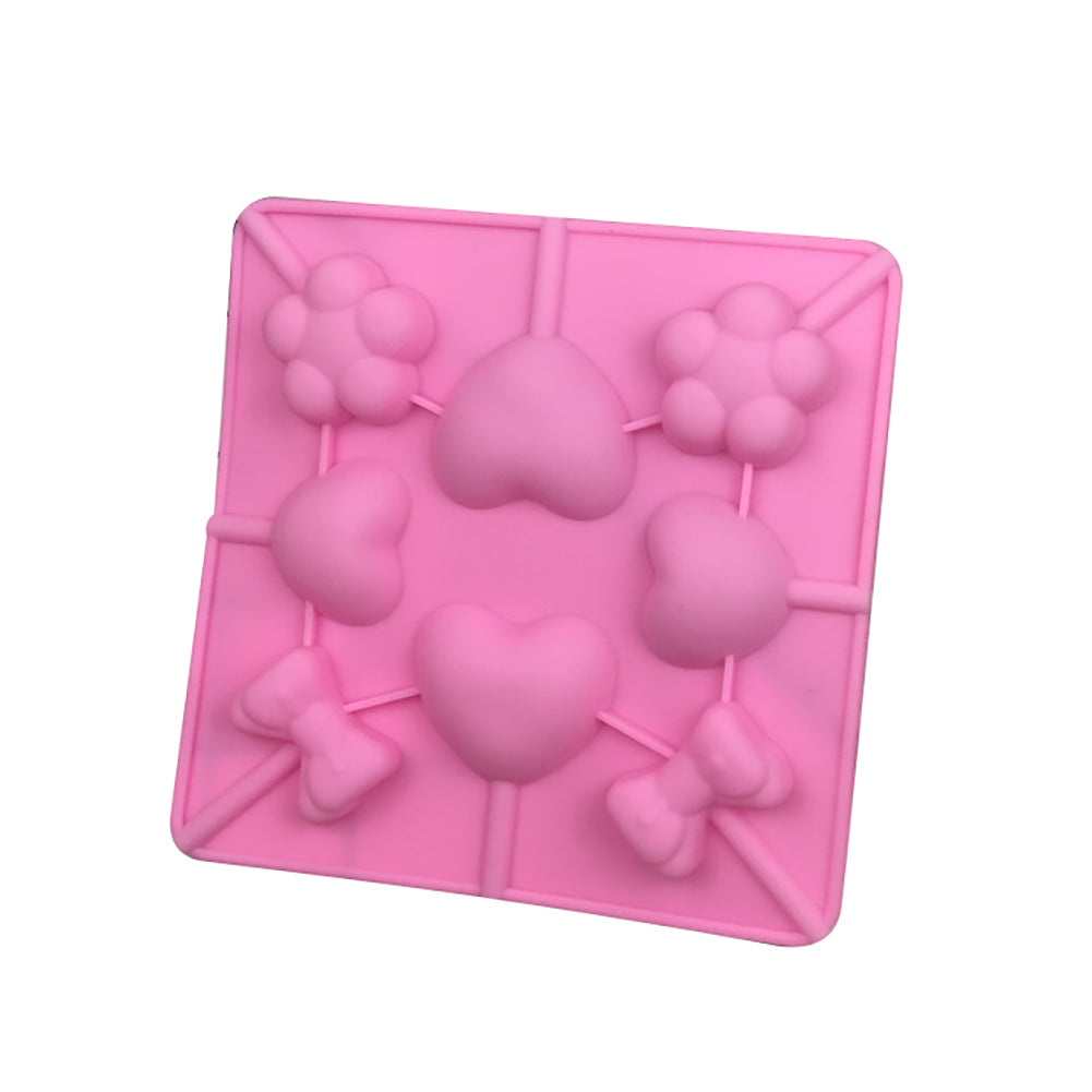 Heart Bowknot Flower DIY Lollipop Chocolate Candy Ice Lolly Silicone Baking Mold