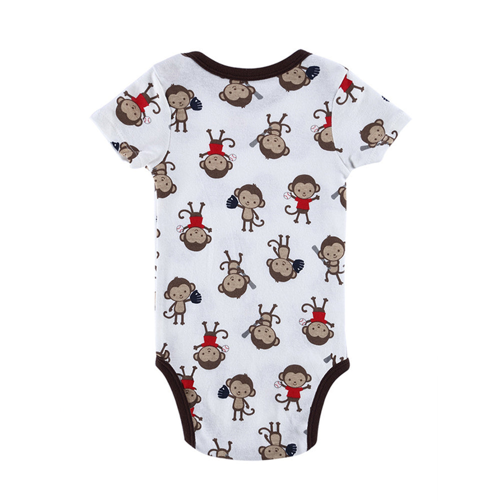Infant Boy Girl Short Sleeve Romper Baby Cartoon Monkey Soft Cotton Jumpsuit