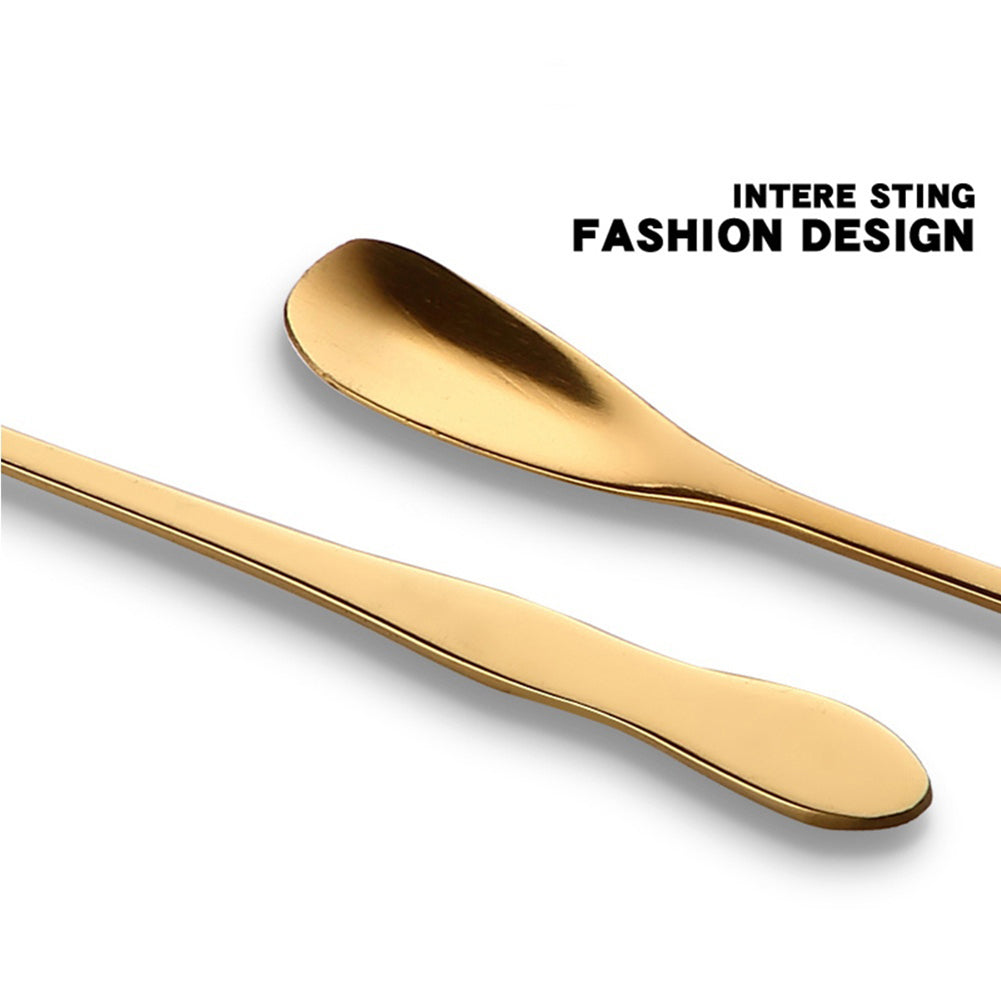 Stainless Steel Gourd Handle Ice Cream Dessert Scoop Coffee Drink Stir Spoon