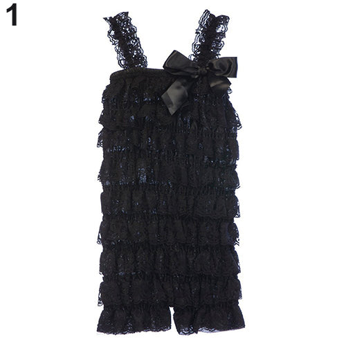 Girls' Lovely Cutie Bowknot Lace Ruffle Petti Toddler Baby Sling Romper Jumpsuit