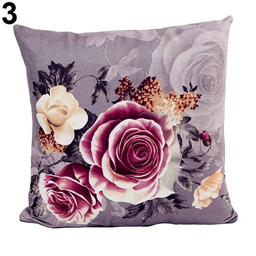 Peony Print Sofa Bed Home Decor Throw Pillow Case Cushion Cover Square Pillowslip