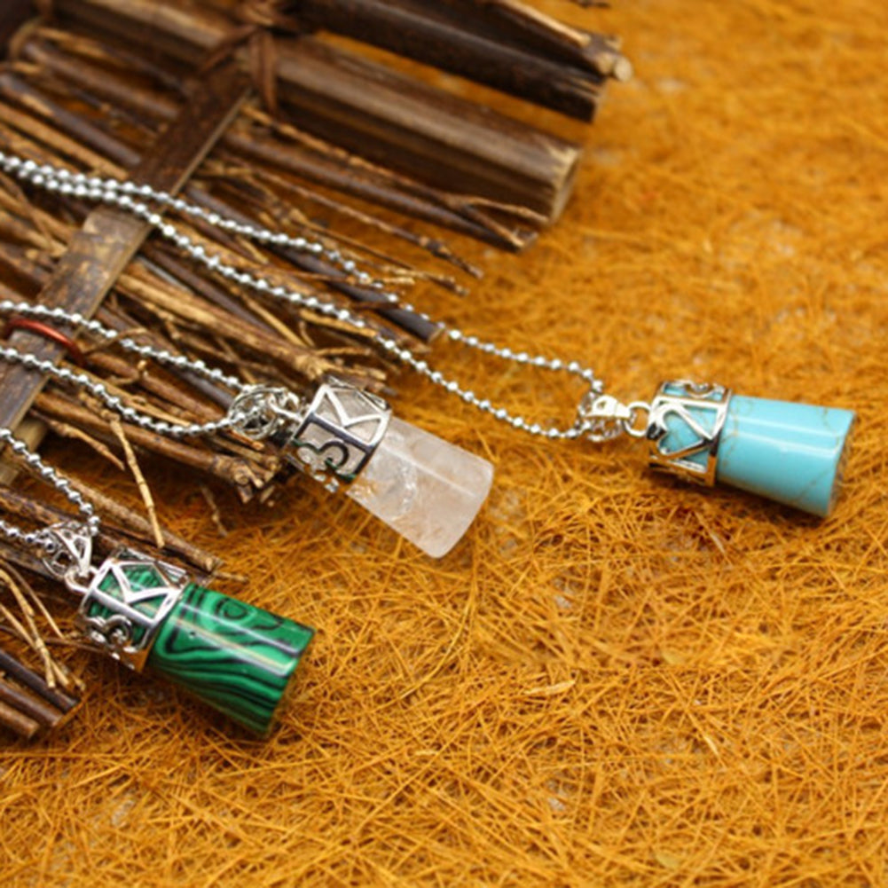 Vintage Cylinder Crystal Faux Gemstones Pendant for Necklace DIY Jewelry Making