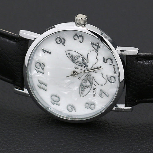 Women's Girls' Butterfly Arabic Numbers Dial Marbling Analog Quartz Wrist Watch