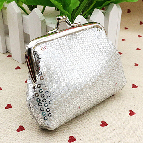 Fashion Women Sequins Buckle Mini Change Coin Purse Clutch Handy Wallet Bag