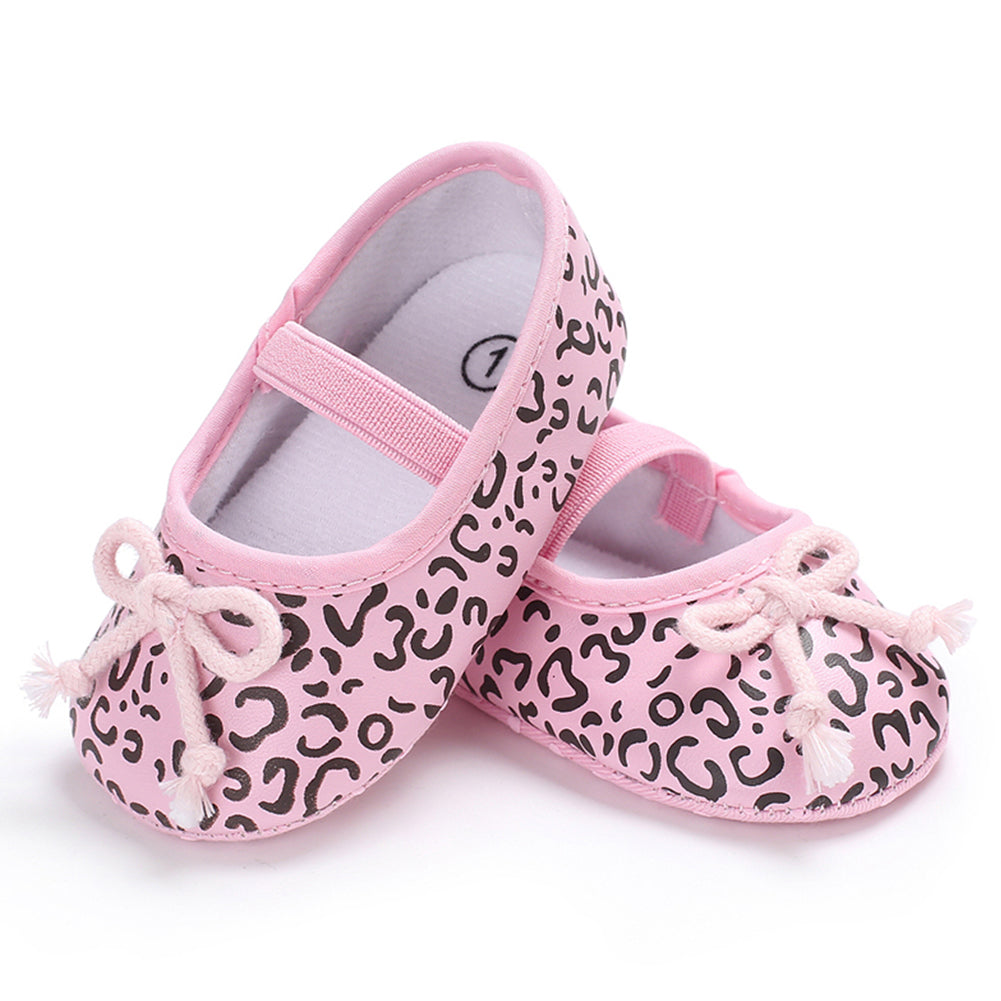 Bowknot Baby Girls Infant Leopard Print Princess Anti-Slip Prewalker Crib Shoes