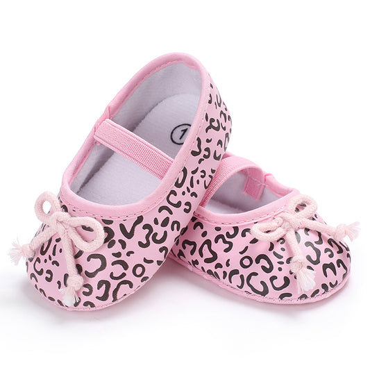 Bowknot Baby Girls Infant Leopard Print Princess Anti-Slip Prewalker Crib Shoes