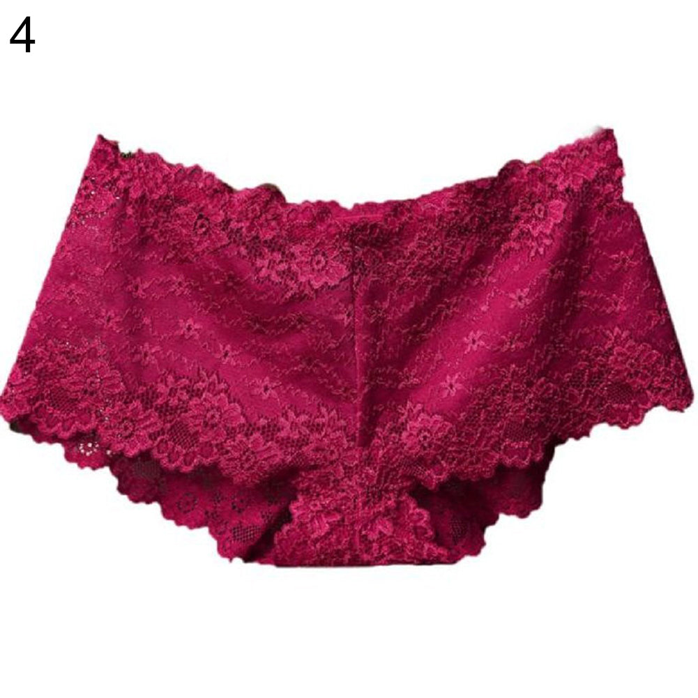 Women's Sexy Lace Low Waist See Through Hip Lifting Briefs Panties Underwear