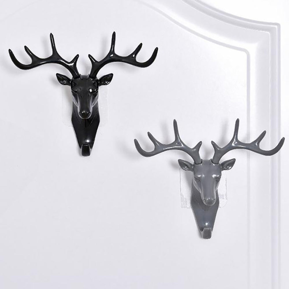 Fashion Deer Head Antlers Self Adhesive Keys Hat Holder Wall Door Hook Hanger