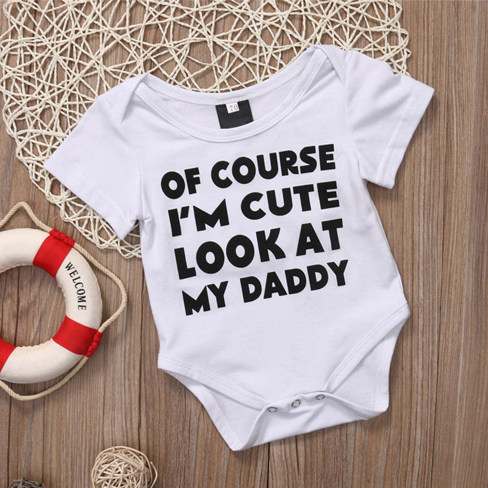Newborn Infant Baby Girl Boys Romper Letter Print Short Sleeve Bodysuit Outfit