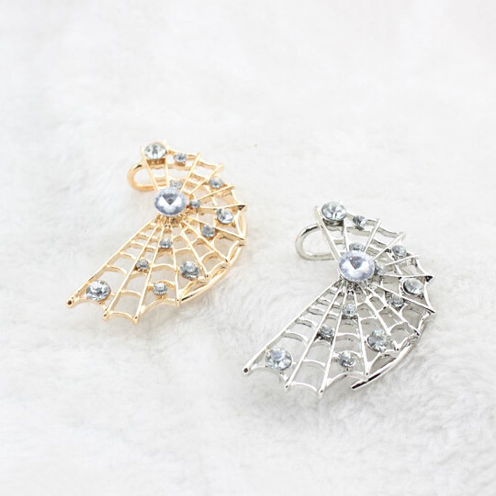 1Pc Fashion Women Earrings Hollow Spider Web Zircon Left Ear Wrap Clip Cuff